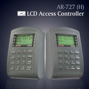 LCD access controller displaying time and code.