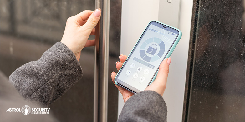 Unlocking door with smart security app on phone